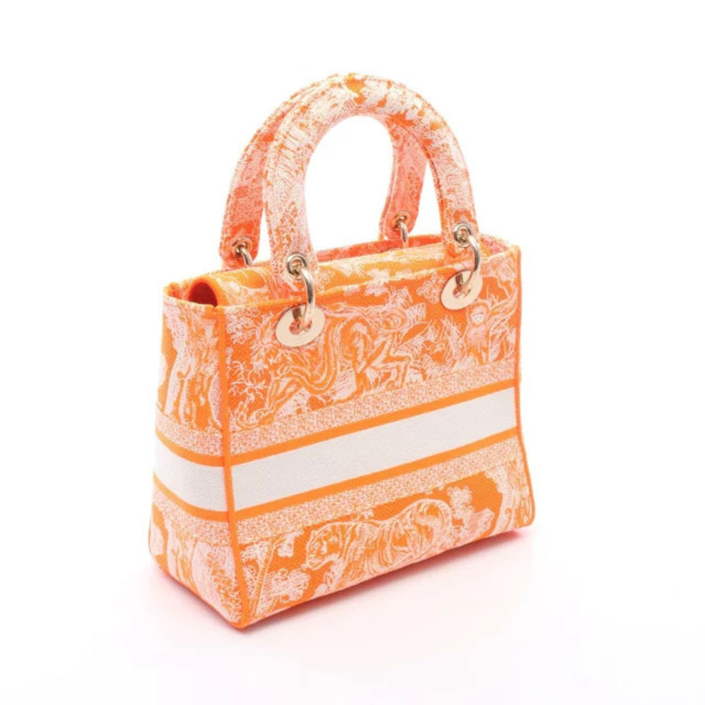 Dior Handbag LADY Canvas LITE D Orange White